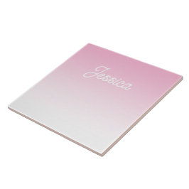 (Redigerbar) Ljusrosa färg Ombre & din text Kakelplatta