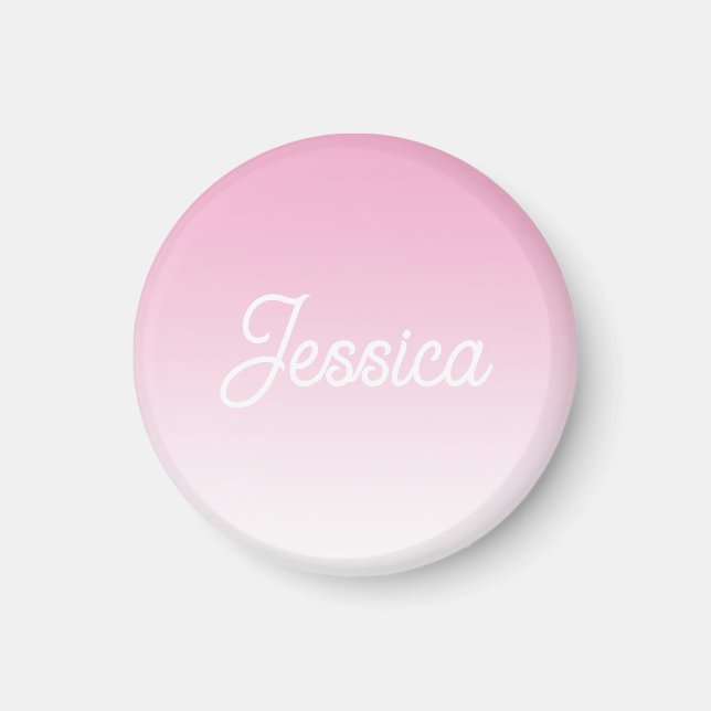 (Redigerbar) Ljusrosa färg Ombre & din text Magnet (Framsidan)