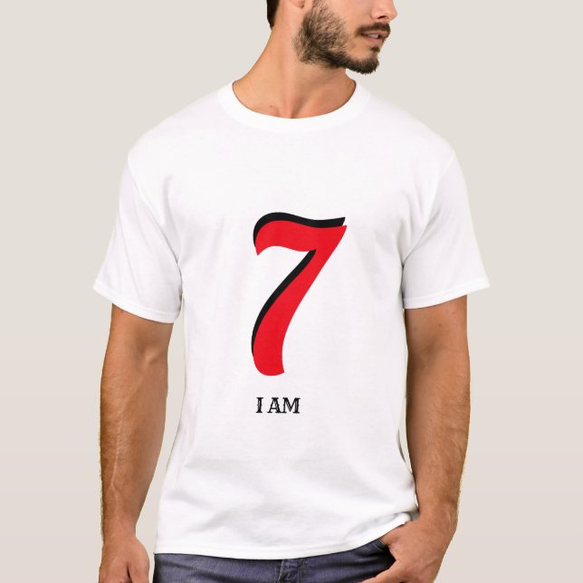 Redigerbar Lucky Seven I Am T Shirt (Framsida)