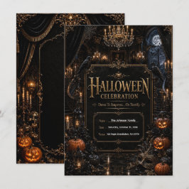 Redigerbar Lyxig Gotisk Halloween-fest Invitation Inbjudningar