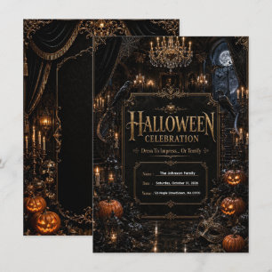 Redigerbar Lyxig Gotisk Halloween-fest Invitation Inbjudningar