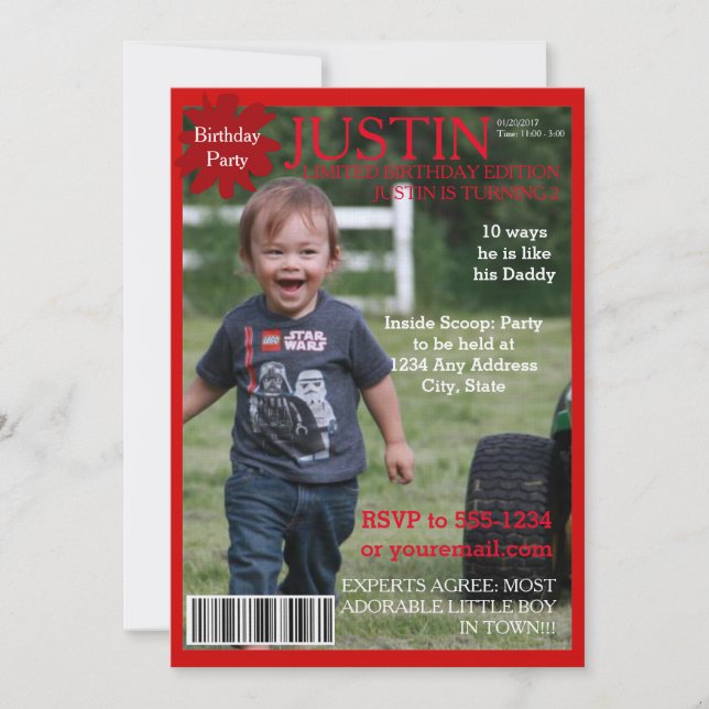 Redigerbar Magazine Cover Party-inbjudan Inbjudningar (Framsida)