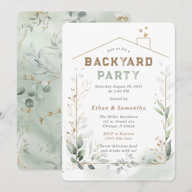 Redigerbar Mall för Trädgårdsfest (Fram/baksida)