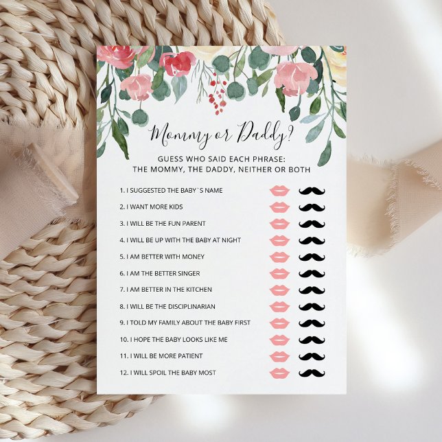 Redigerbar Mamma eller Pappa Baby Shower spelkort Inbjudningar (Skapare uppladdad)