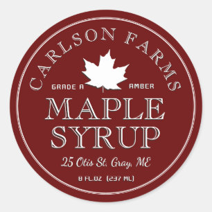 Redigerbar Maple Syrup White Maple Löv-etikett Runt Klistermärke