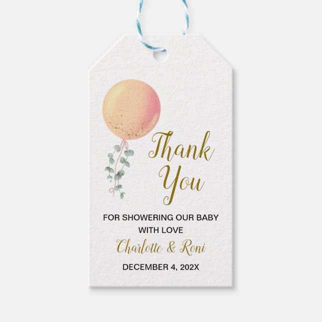 Redigerbar Märkre för neutral babydusch för könet Presentetikett (Framsidan)