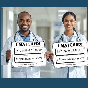Redigerbar Match Day-skylt för medicinsk examen Poster