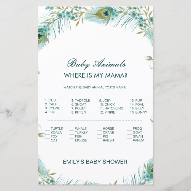 Redigerbar matchning mellan Baby djur, var är Mamm (Framsida)