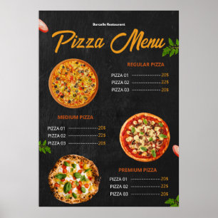 Redigerbar meny Pizza Menu Pizzaria Restaurant Men Poster