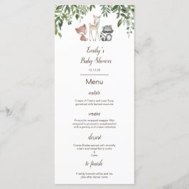 Redigerbar meny, Woodland Baby Shower Menu Meny