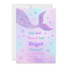 Redigerbar Mermaid Födelsedagsinbjudan