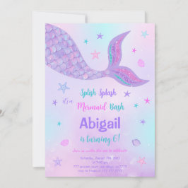 Redigerbar Mermaid Födelsedagsinbjudan Inbjudningar