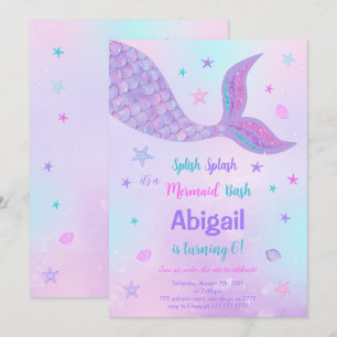 Redigerbar Mermaid Födelsedagsinbjudan Inbjudningar