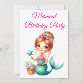Redigerbar Mermaid Födelsedagsinbjudan 🧜‍♀️✨  Inbjudningar
