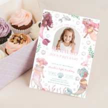 Redigerbar Mermaid Pool Party-inbjudan. Stänk och 