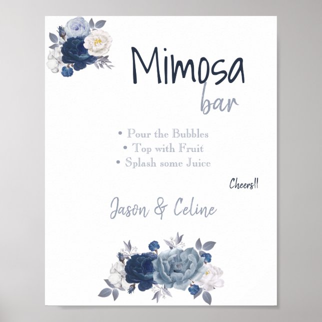 Redigerbar Mimosa Bar skylt utskrivbar (Framsidan)