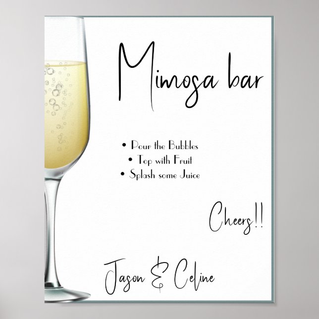 Redigerbar Mimosa Bar skylt utskrivbar (Framsidan)