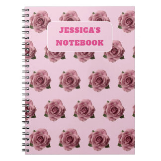 Redigerbar Minimal Rosa Rosdesign Mönster Anpassad Anteckningsbok