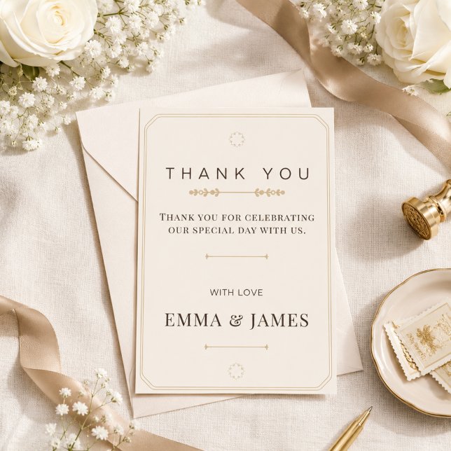 Redigerbar Mjuk Elfenbensvit Elegant Tacksamhetsko OSA Kort (Elegant Thank You Card on luxurious ivory linen.)
