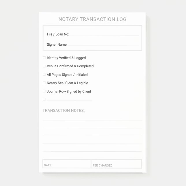 Redigerbar Mobil Notarius Kontrollista 4x6 Post-it Block (Framsida)