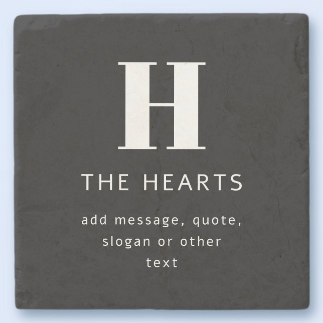 Redigerbar modern monogramnamn & meddelande | Svar Stenunderlägg (Skapare uppladdad)