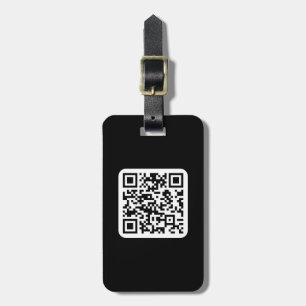 Redigerbar modern QR-kod Svartvit eller Valfri F Bagagebricka