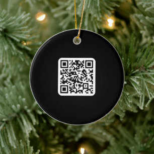 Redigerbar modern QR-kod Svartvit eller Valfri F Julgransprydnad Keramik