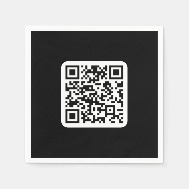 Redigerbar modern QR-kod | Svartvit eller Valfri F Pappersservett (Framsidan)