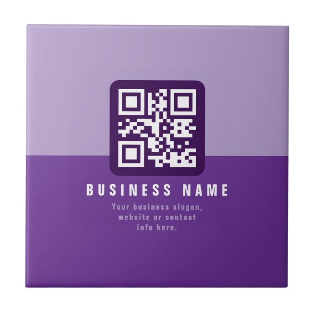 Redigerbar modern QR-kodmall | Lila Kakelplatta (Framsidan)