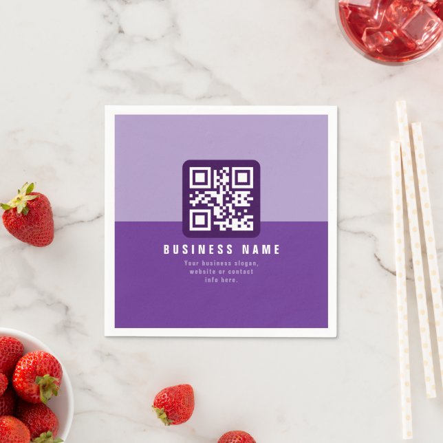 Redigerbar modern QR-kodmall | Lila Pappersservett (Insitu)