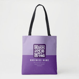 Redigerbar modern QR-kodmall Lila Tygkasse