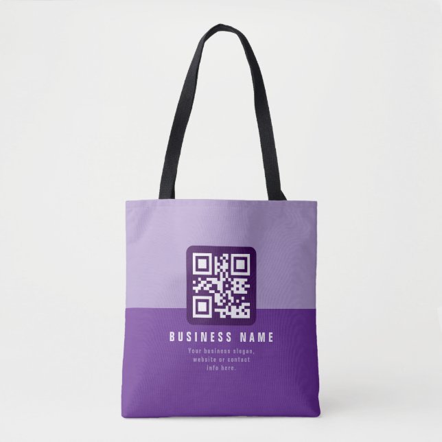 Redigerbar modern QR-kodmall | Lila Tygkasse (Framsida)