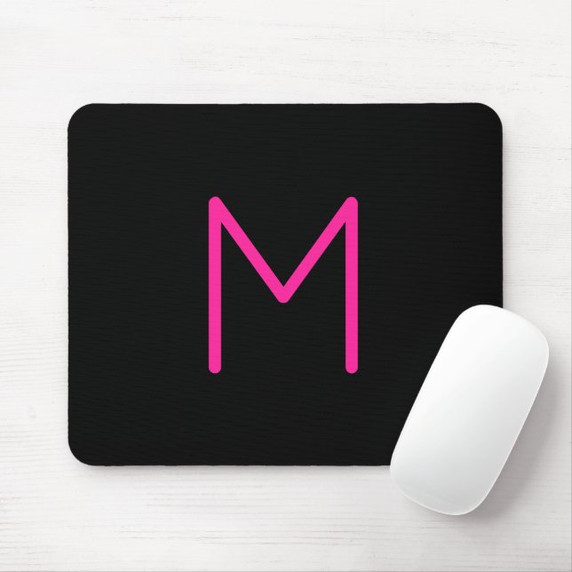 Redigerbar Modern Rosa & Svart Monogram Musmatta (Med mus)