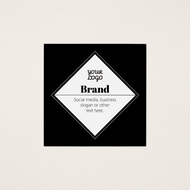 Redigerbar Modern Textdesign & Din Logotyp Fyrkantigt Visitkort (Framsida)
