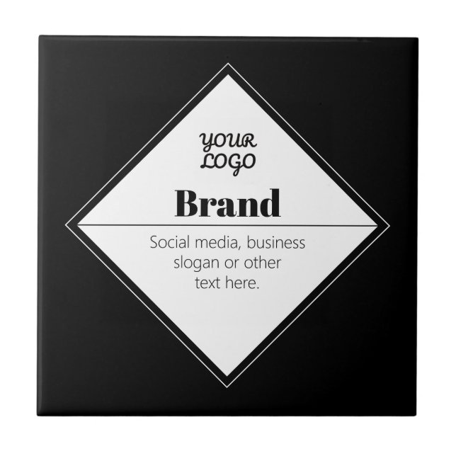 Redigerbar Modern Textdesign & Din Logotyp Kakelplatta (Framsidan)
