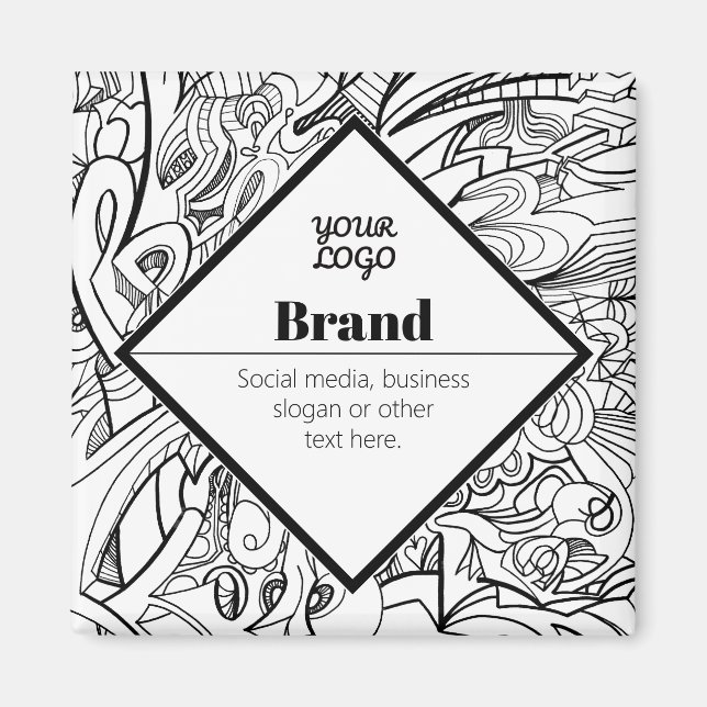 Redigerbar Modern Textdesign & Din Logotyp Magnet (Framsidan)
