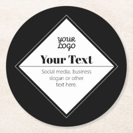 Redigerbar Modern Textdesign & Din Logotyp Underlägg Papper Rund