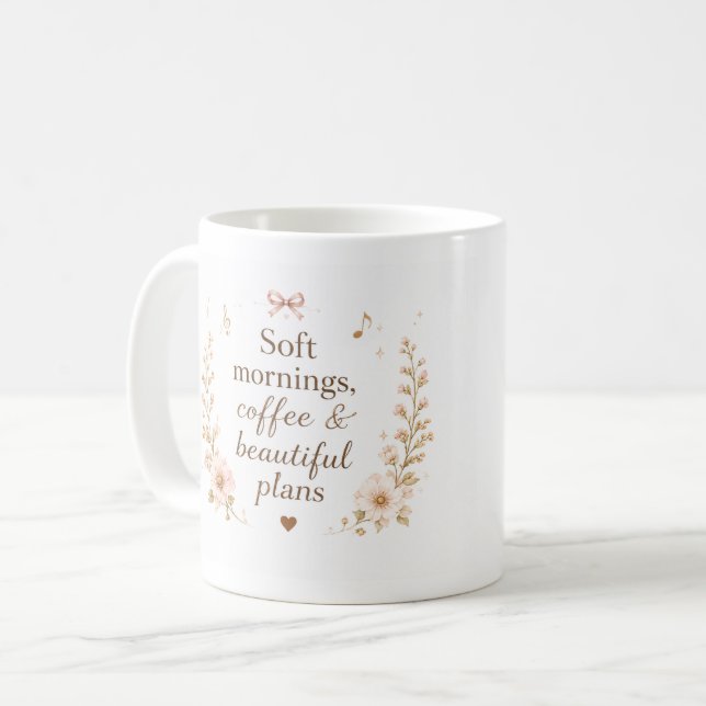 Redigerbar Mysig Morgenkopp för Piano Kaffemugg (Framsida vänster)