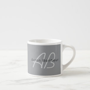 Redigerbar Namn eller Hälsning Svart och Mörk Gr Espressomugg