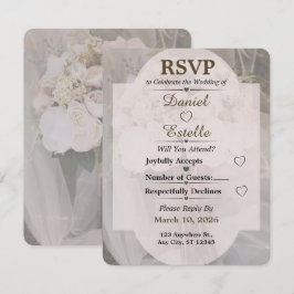 Redigerbar Neutral Boho Bröllop RSVP-kort