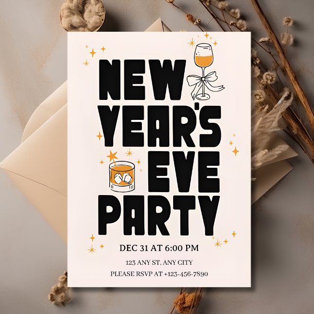 Redigerbar Nyårsfestinbjudan 2026 Inbjudningar (Editable New Year Party Invitation 2026
)