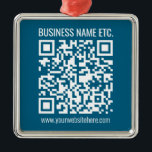Redigerbar Ocean Blue QR-kod Julgransprydnad Metall<br><div class="desc">Lägg till webbplatsens URL för att skapa en QR-kod.</div>