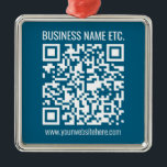 Redigerbar Ocean Blue QR-kod Julgransprydnad Metall<br><div class="desc">Lägg till webbplatsens URL för att skapa en QR-kod.</div>