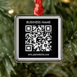 Redigerbar (omedelbart genererad) QR-kod | Svart Julgransprydnad Metall