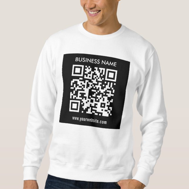 Redigerbar (omedelbart genererad) QR-kod | Svart Lång Ärmad Tröja (Framsida)