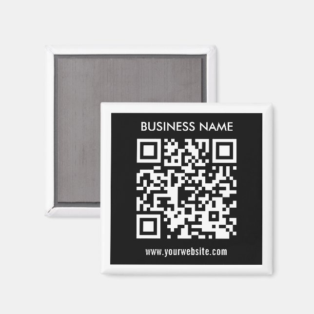 Redigerbar (omedelbart genererad) QR-kod | Svart Magnet (Front/Back)