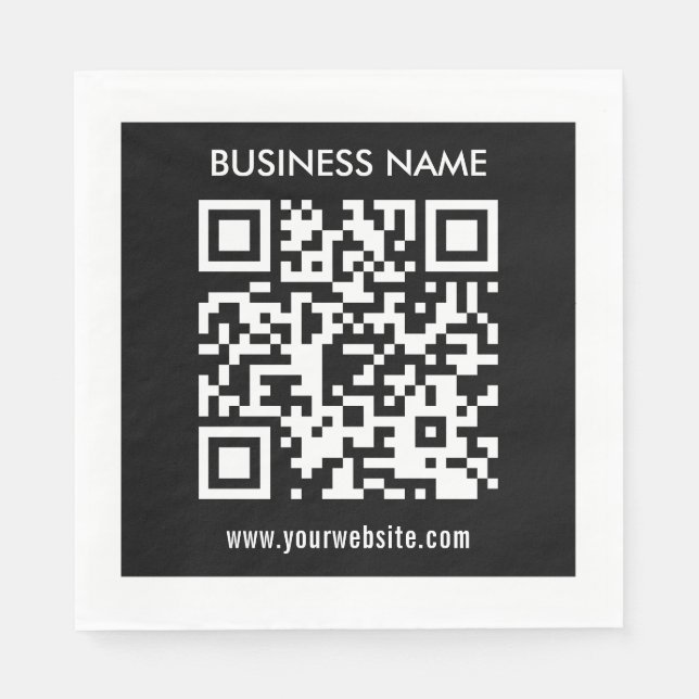 Redigerbar (omedelbart genererad) QR-kod | Svart Pappersservett (Framsidan)