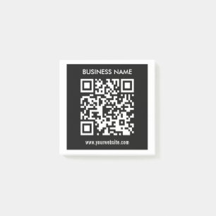 Redigerbar (omedelbart genererad) QR-kod Svart Post-it Block