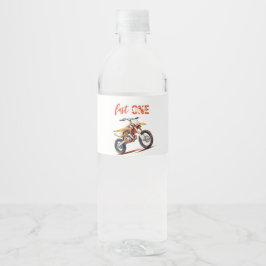 Redigerbar Orange Dirt Bike Birthday Vattenflaskor Etikett