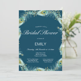 Redigerbar Påfågel Bröllopsdusch Inbjudan